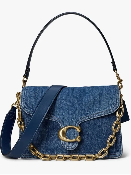 Coach Chain Tabby 26 Denim Shoulder Bag - Picture 2 of 16